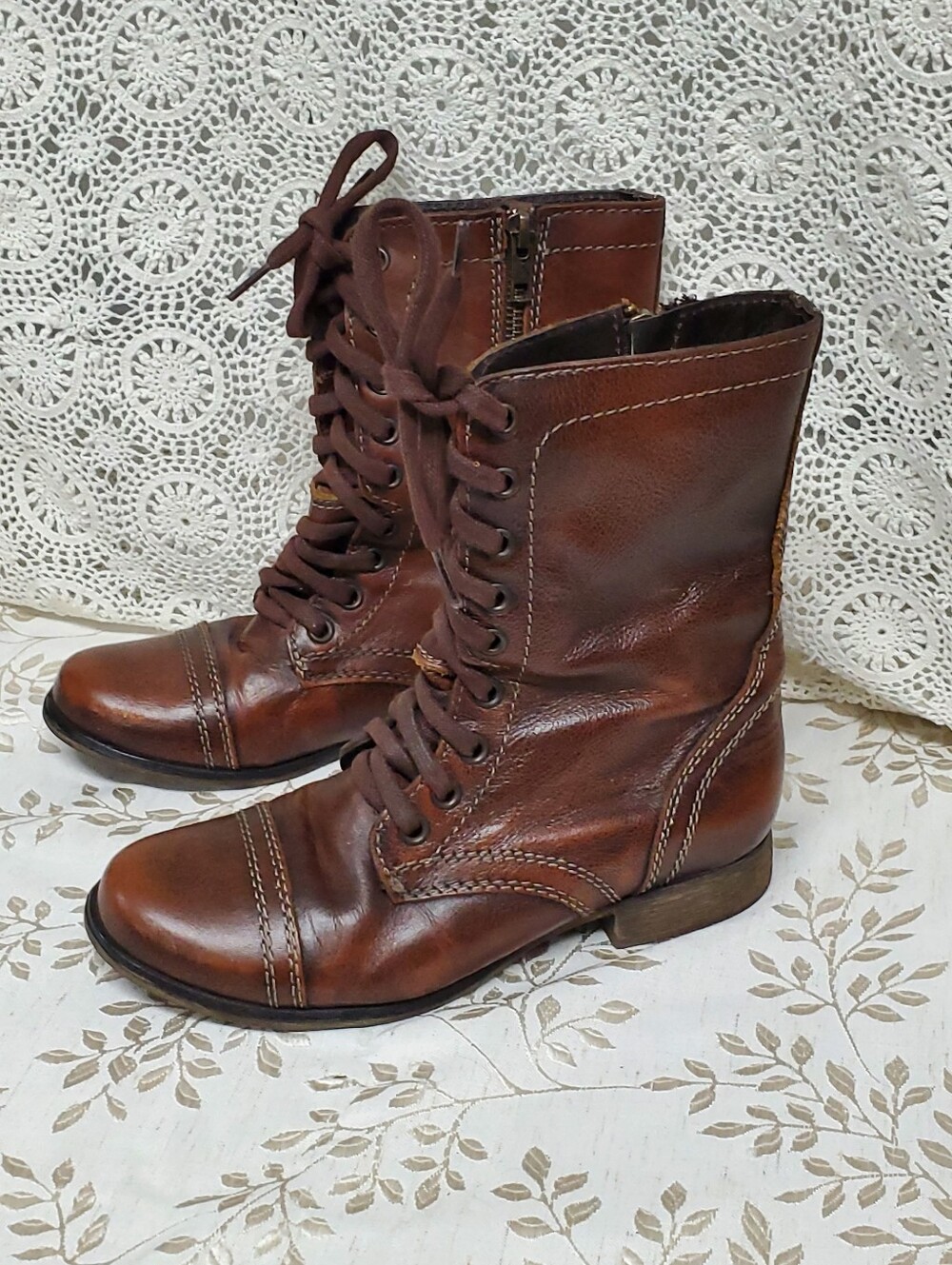 Steve Madden Leather Combat Leather Boots 6.5